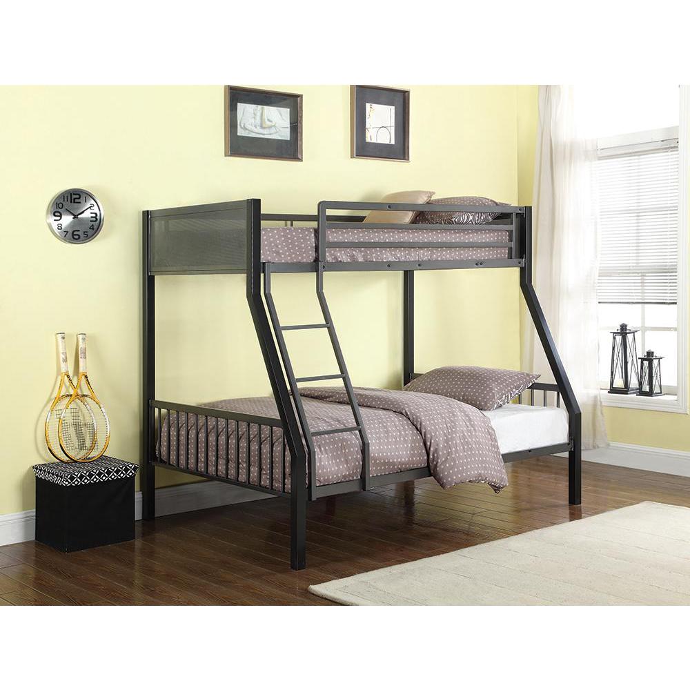 Meyers Twin Over Full Metal Bunk Bed Black and Gunmetal. Picture 2