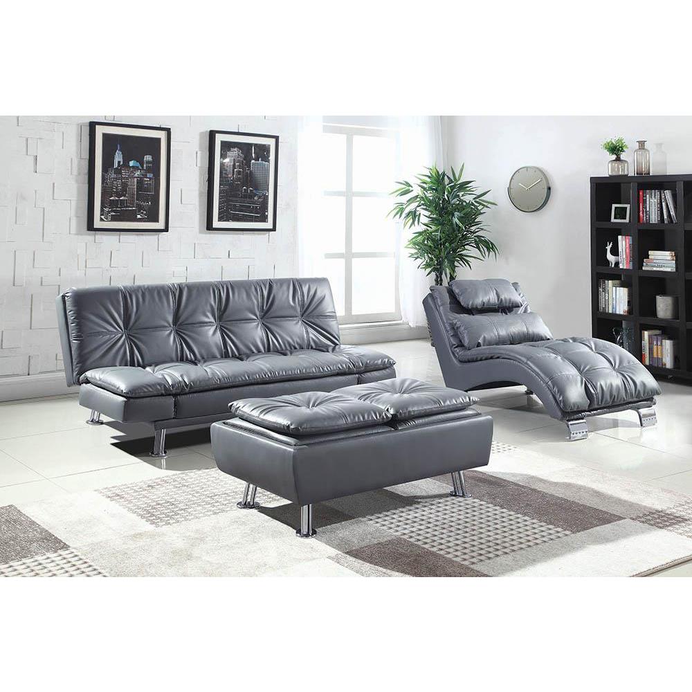 Dilleston Tufted Back Upholstered Sofa Bed Grey. Picture 6