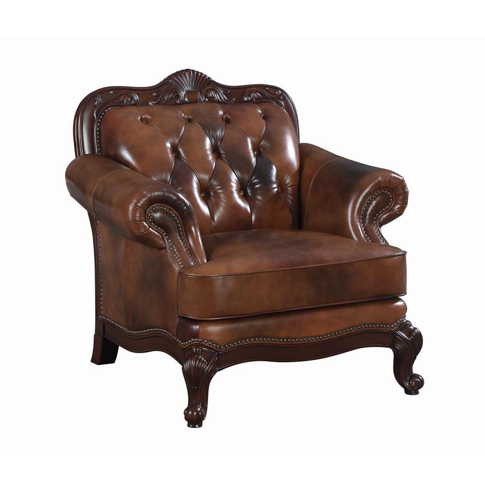 Victoria Rolled Arm Chair Tri-tone and Brown. Picture 1