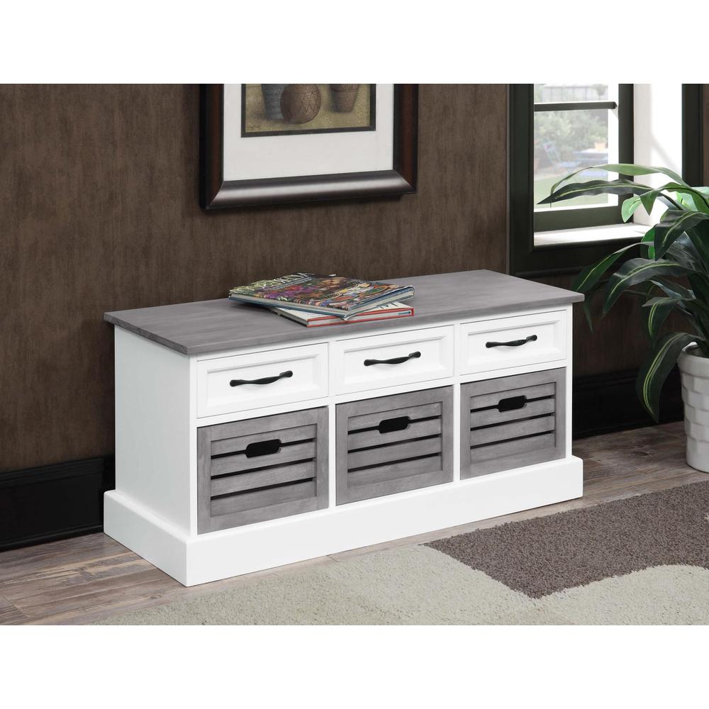 Alma 3-drawer Storage Bench White and Weathered Grey. Picture 13