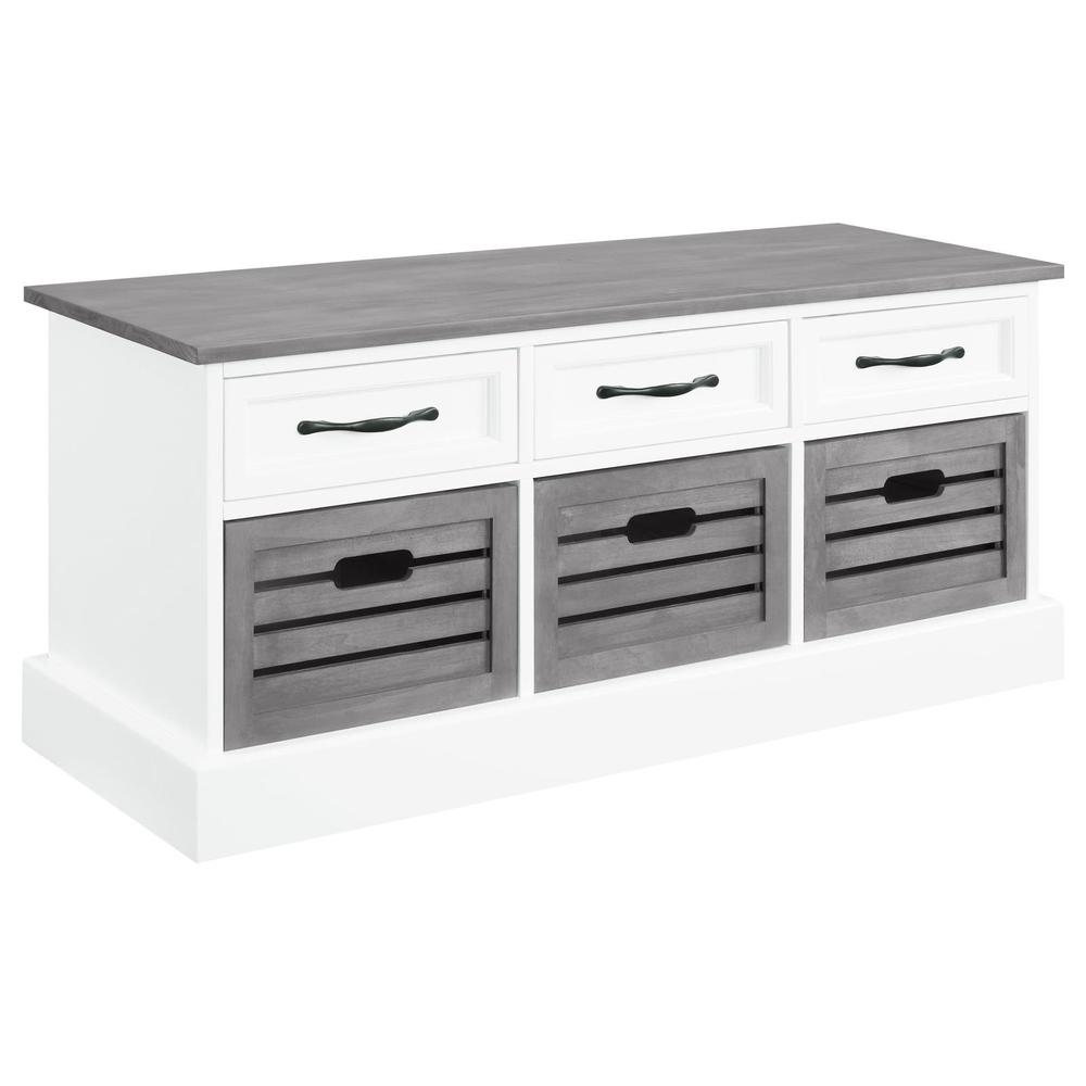 Alma 3-drawer Storage Bench White and Weathered Grey. Picture 1