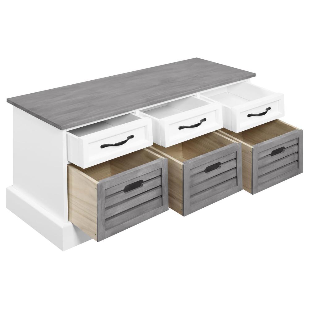 Alma 3-drawer Storage Bench White and Weathered Grey. Picture 2