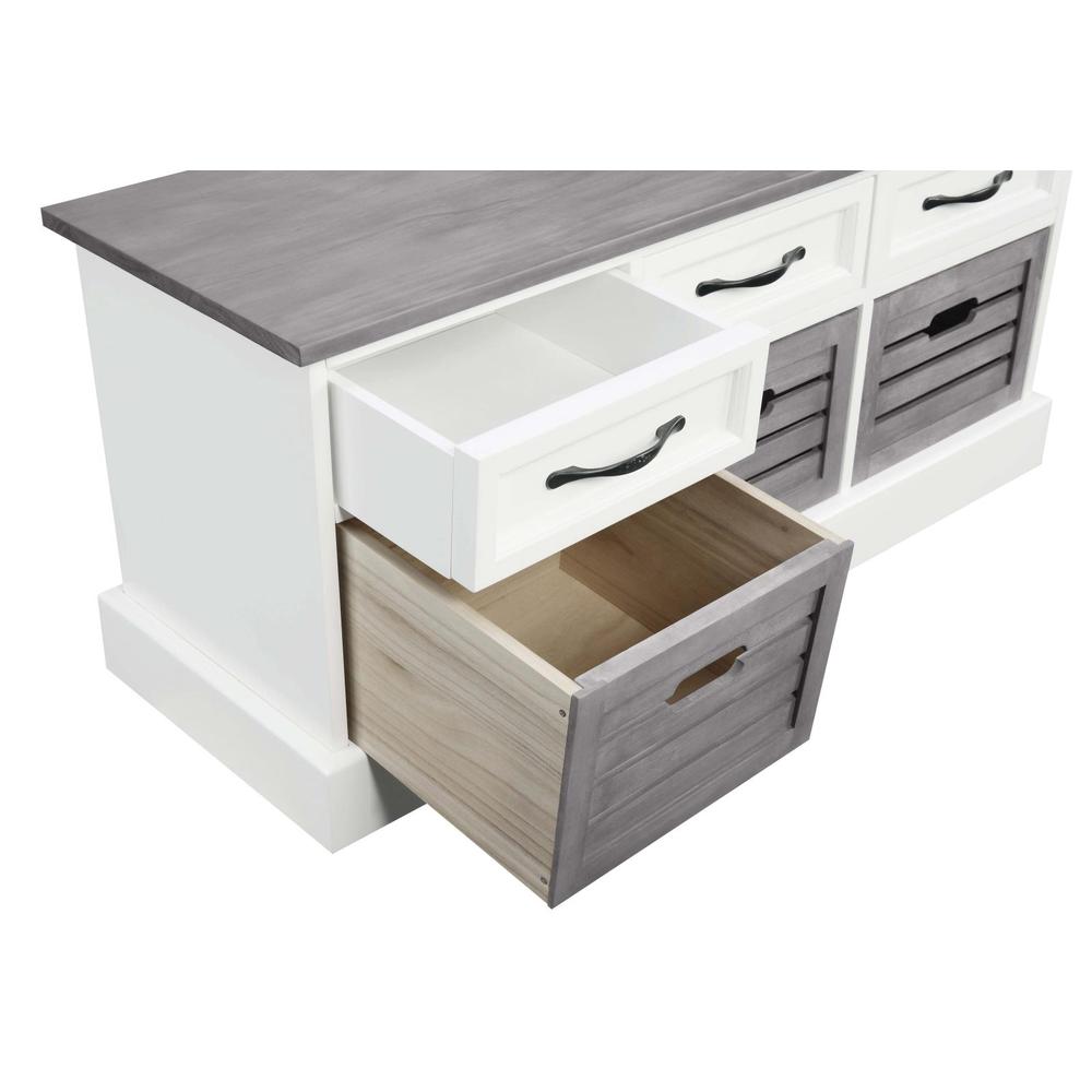 Alma 3-drawer Storage Bench White and Weathered Grey. Picture 7