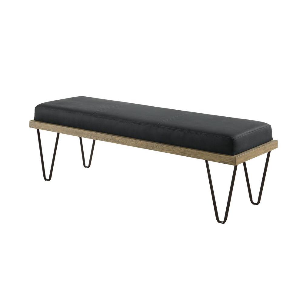Chad Upholstered Bench with Hairpin Legs Dark Blue. Picture 2