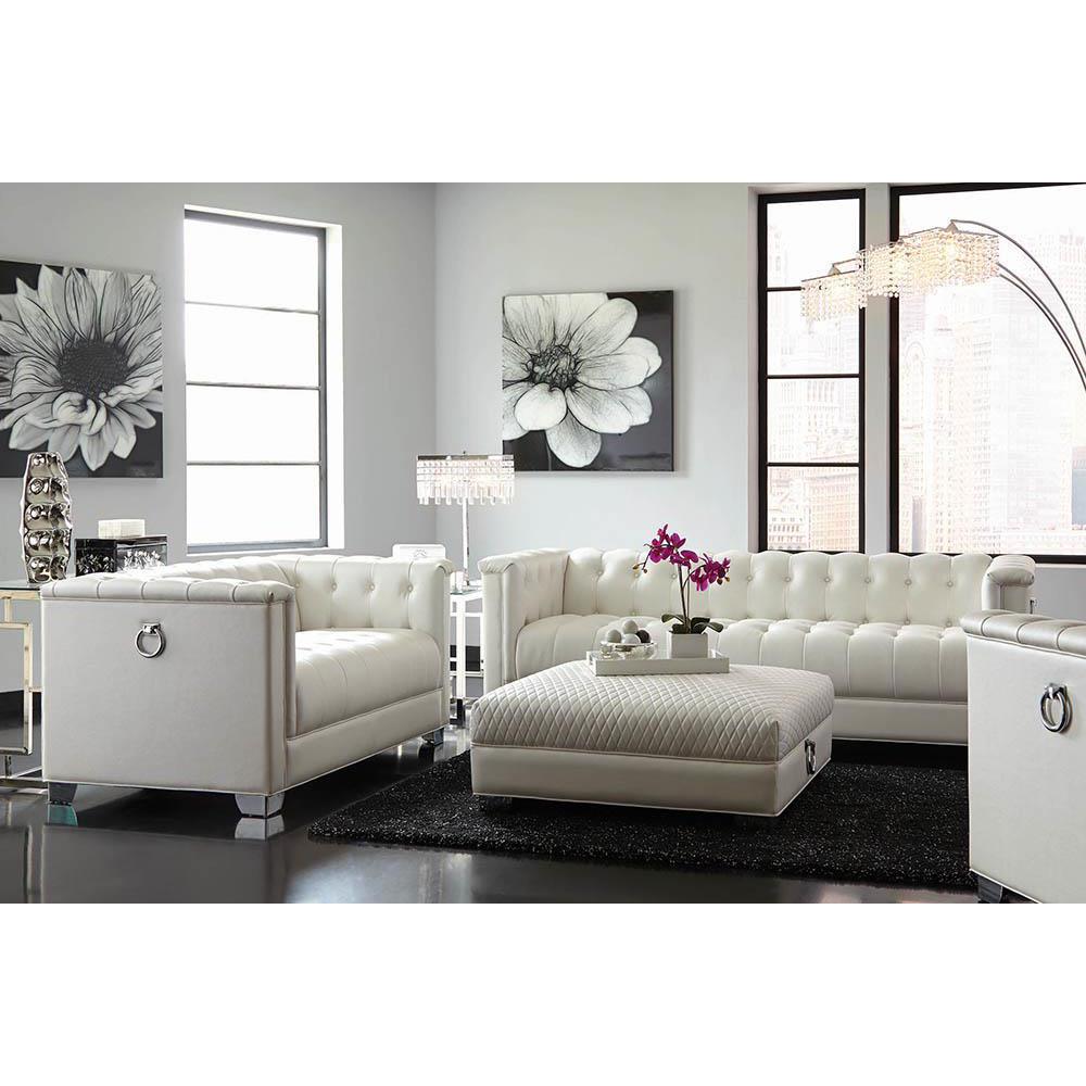 Chaviano 2-piece Upholstered Tufted Sofa Set Pearl White. Picture 1