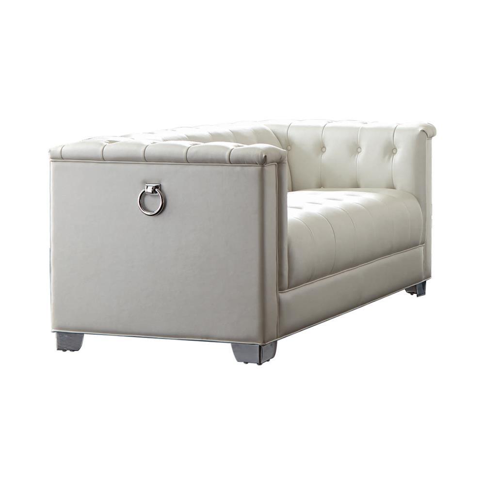 Chaviano Tufted Upholstered Loveseat Pearl White. Picture 2