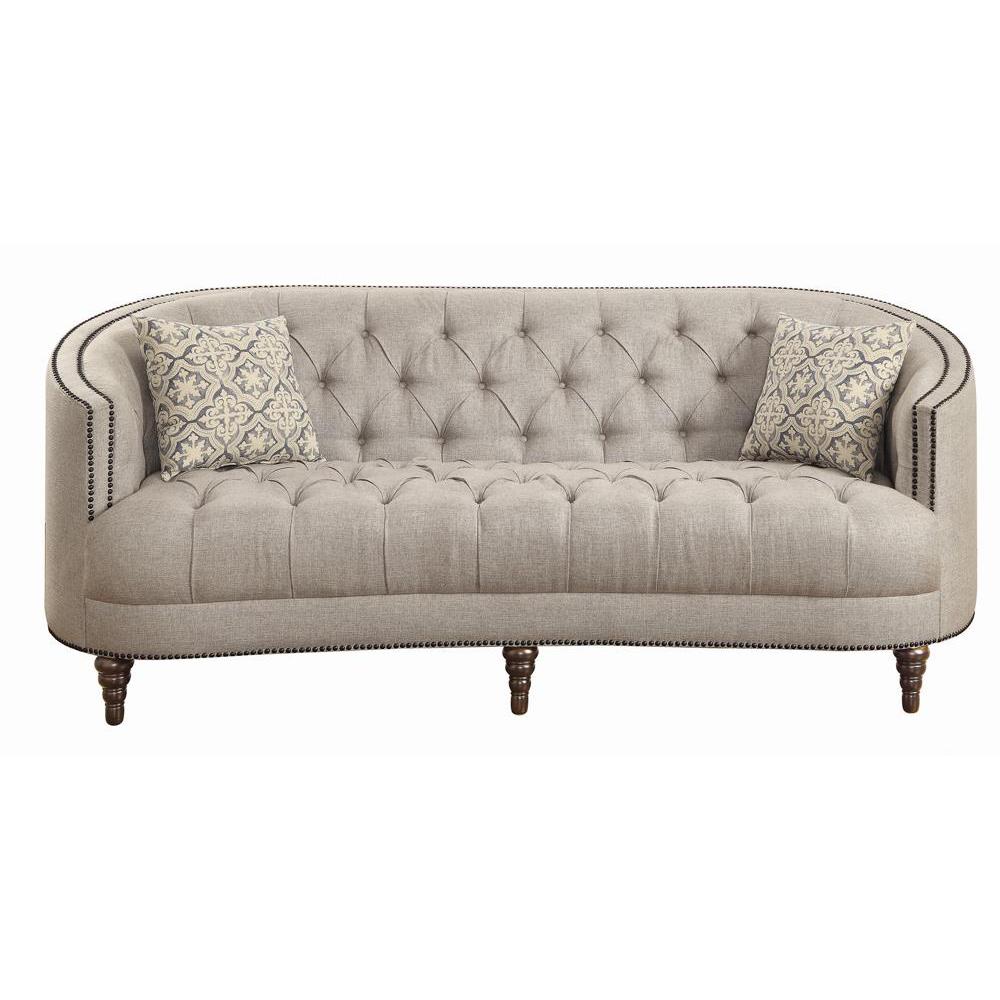 Avonlea Sloped Arm Upholstered Sofa Trim Grey. Picture 3