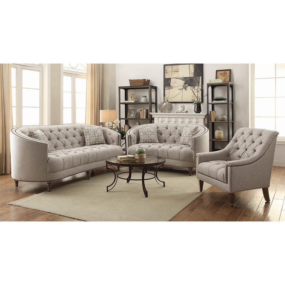 Avonlea Upholstered Tufted Living Room Set Grey. Picture 1