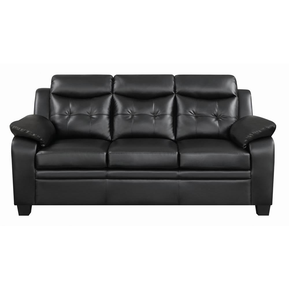 Finley Tufted Upholstered Sofa Black. Picture 3