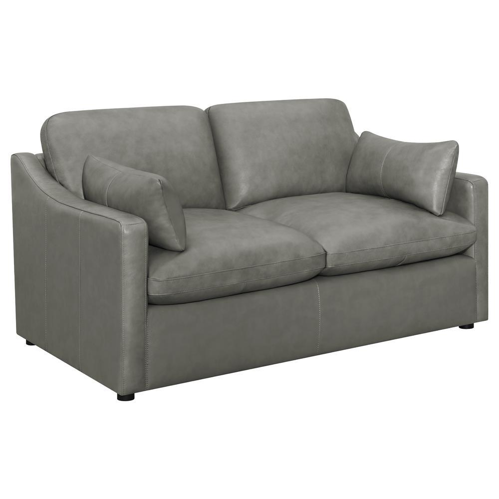 Grayson Sloped Arm Upholstered Loveseat Grey. Picture 1