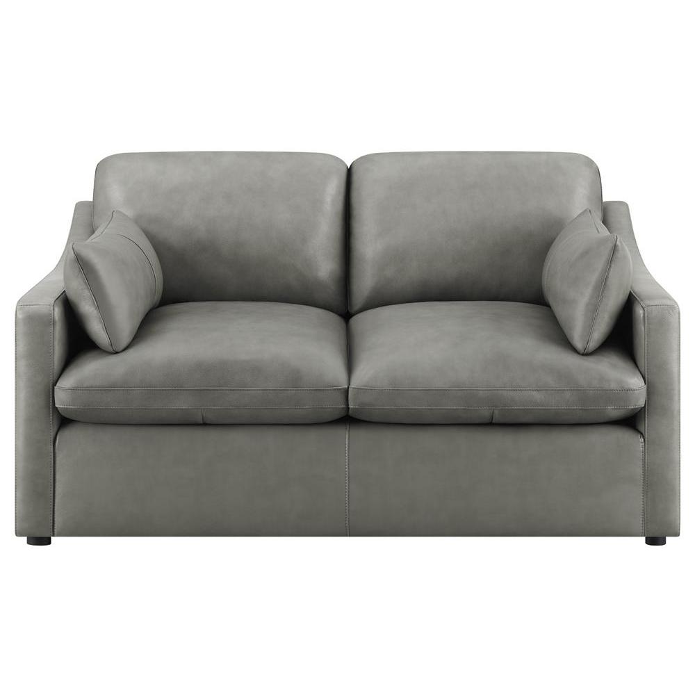 Grayson Sloped Arm Upholstered Loveseat Grey. Picture 2