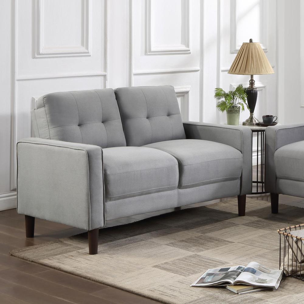 Bowen Upholstered Track Arms Tufted Loveseat Grey. Picture 12