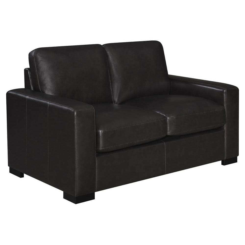 Boardmead Track Arms Upholstered Loveseat Dark Brown. Picture 1