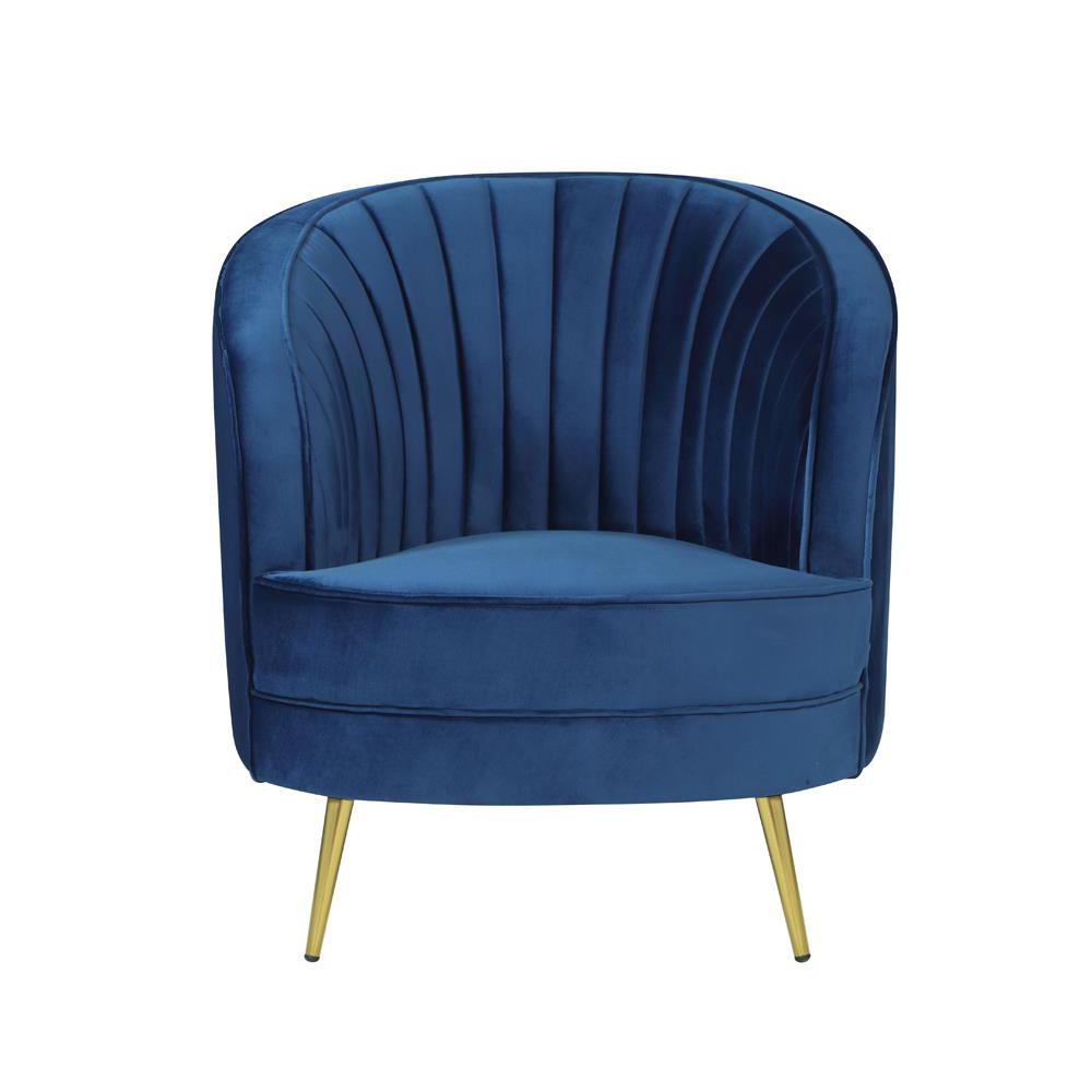 Sophia Upholstered Vertical Channel Tufted Chair Blue. Picture 2