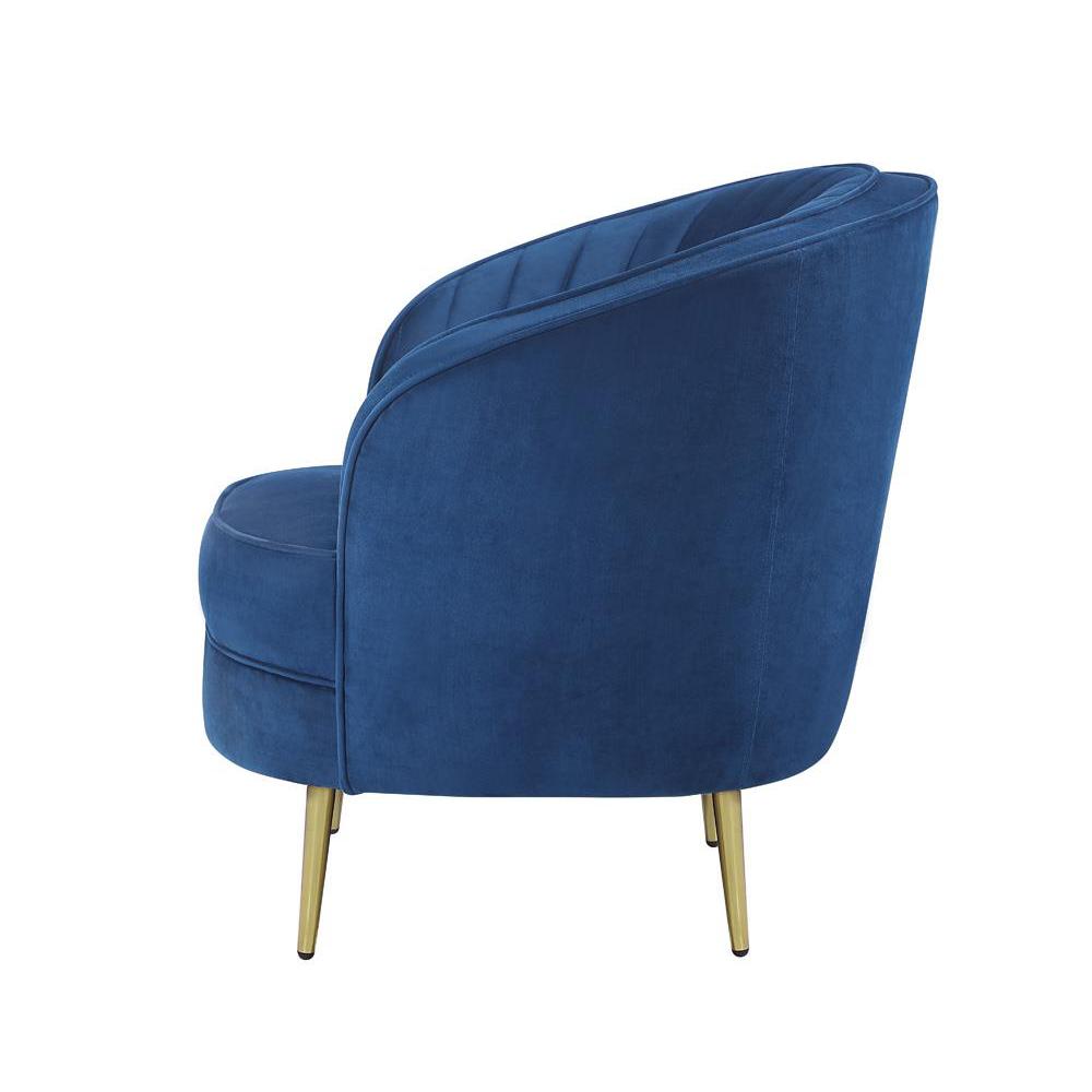 Sophia Upholstered Vertical Channel Tufted Chair Blue. Picture 6