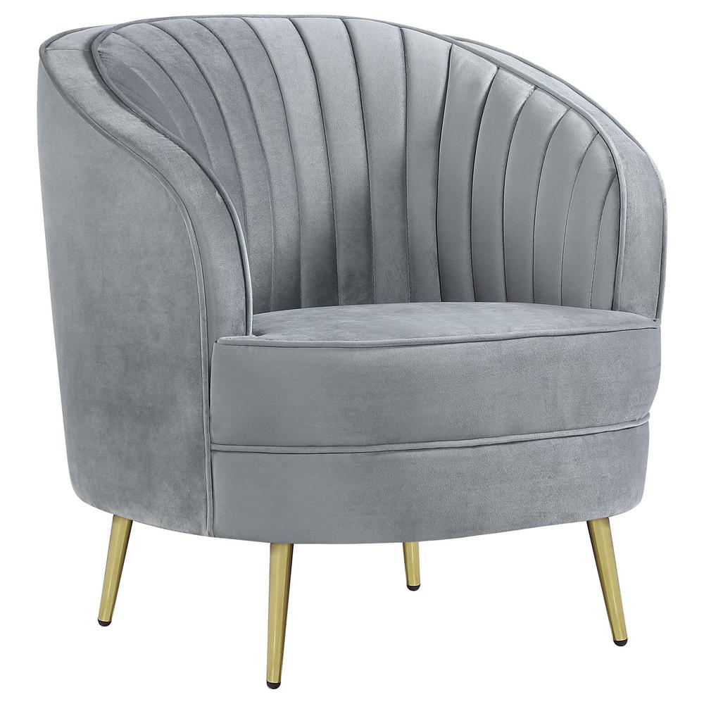 Sophia Upholstered Chair Grey and Gold. Picture 1