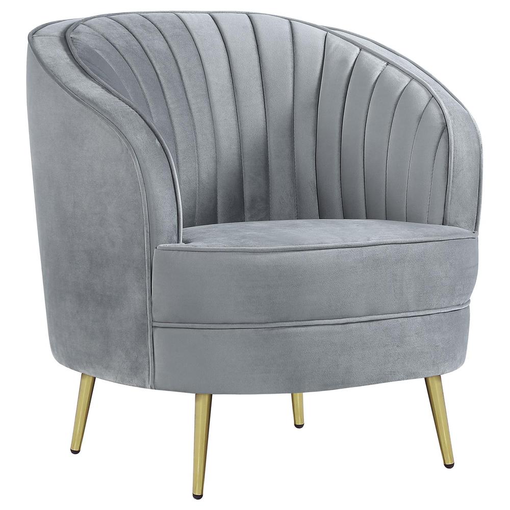 Sophia Upholstered Chair Grey and Gold. Picture 2