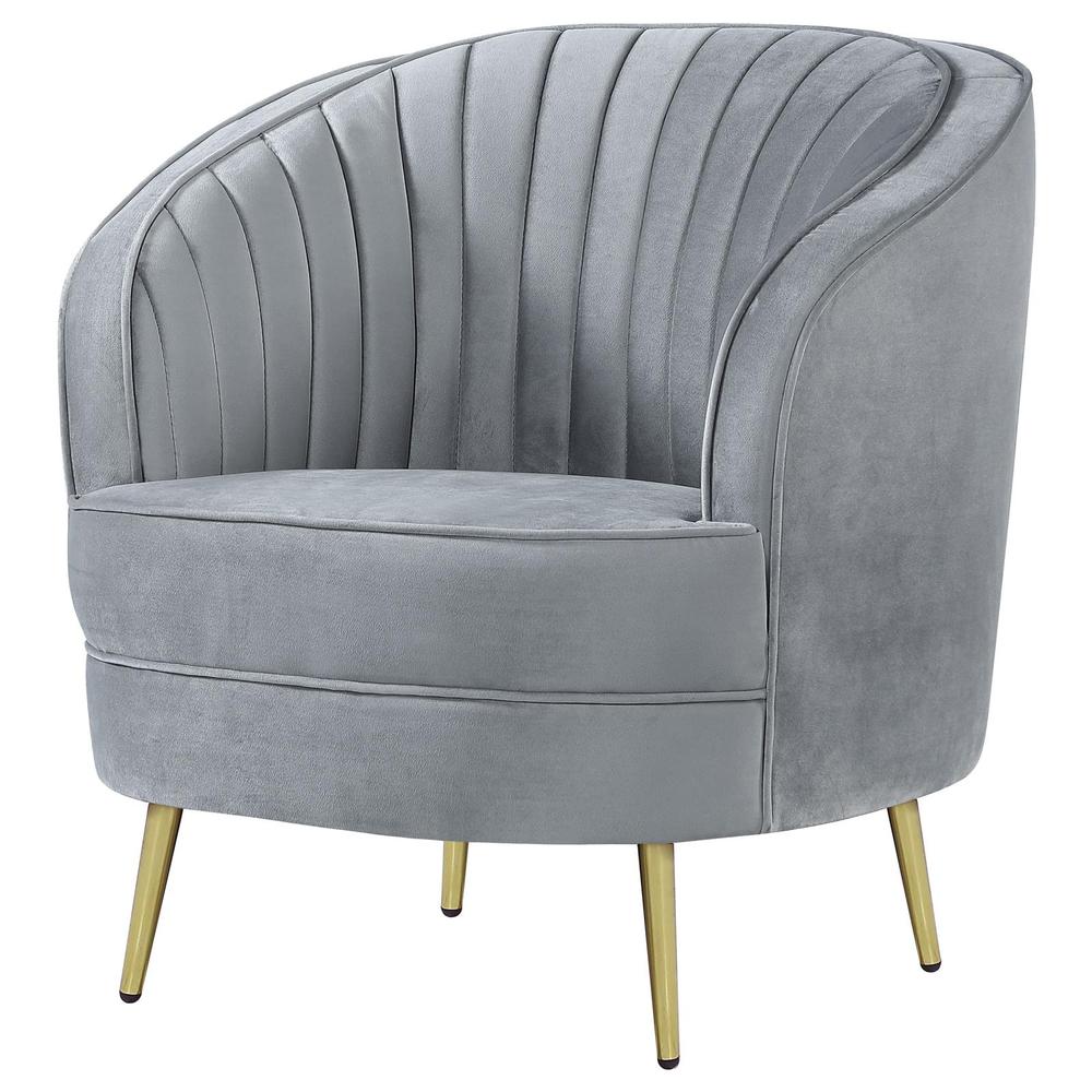 Sophia Upholstered Chair Grey and Gold. Picture 4