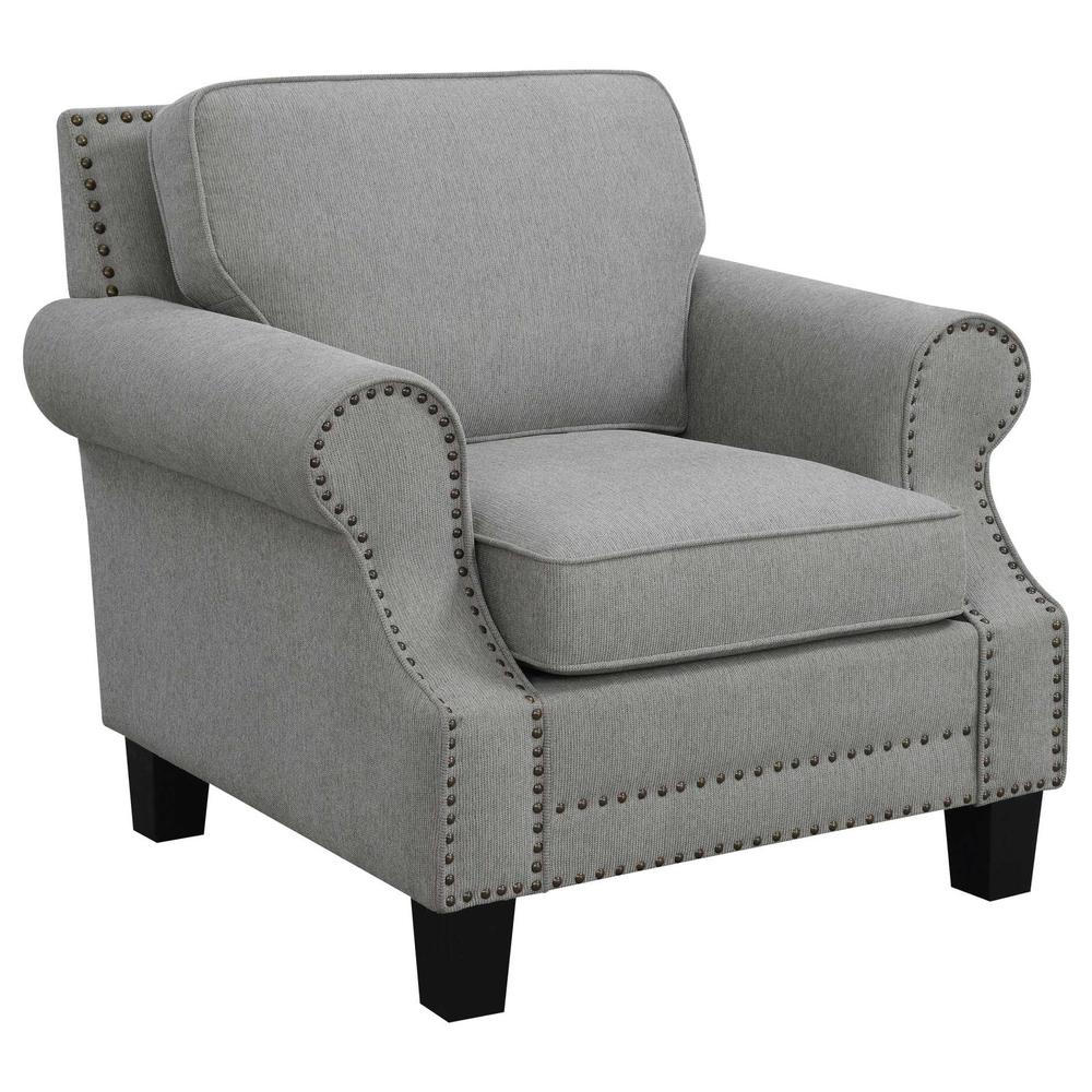 Sheldon Upholstered Chair with Rolled Arms Grey. Picture 2