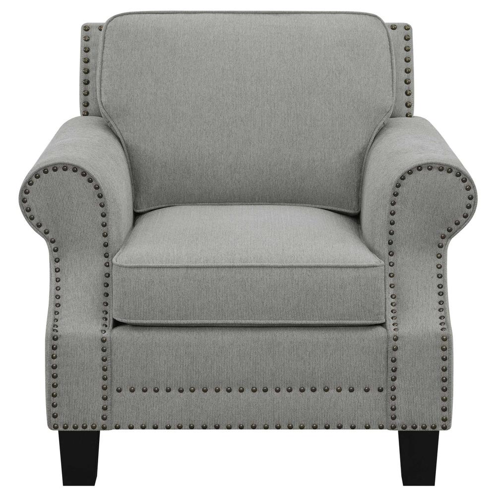 Sheldon Upholstered Chair with Rolled Arms Grey. Picture 3
