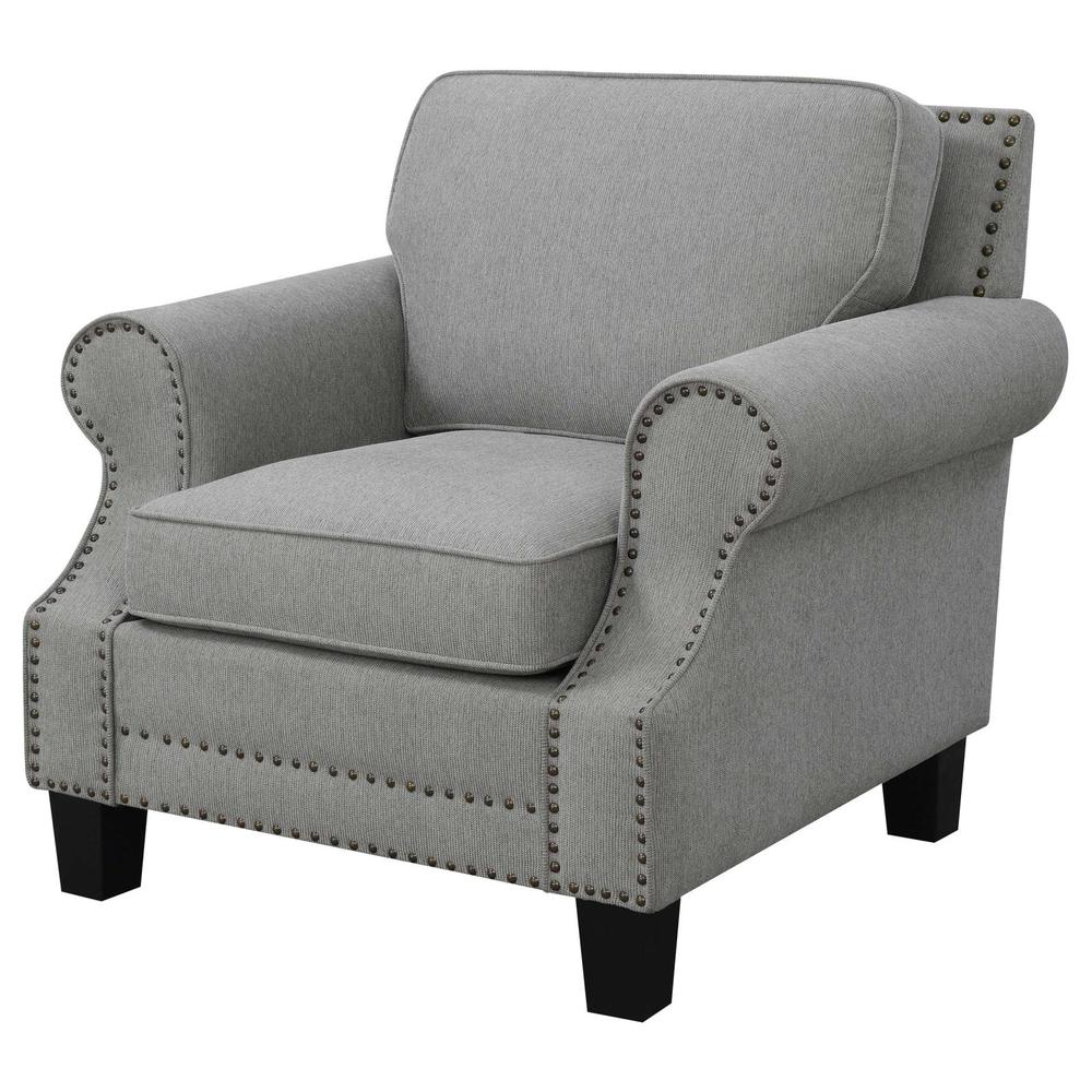 Sheldon Upholstered Chair with Rolled Arms Grey. Picture 4