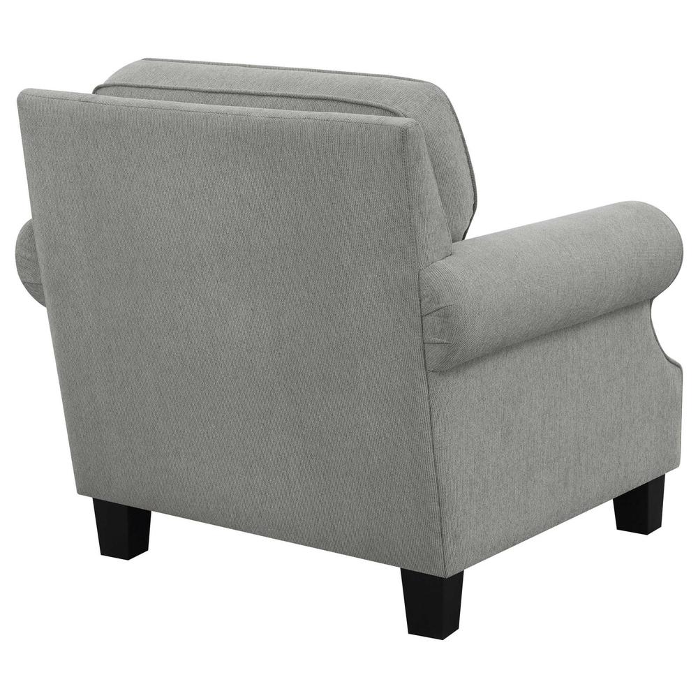 Sheldon Upholstered Chair with Rolled Arms Grey. Picture 7
