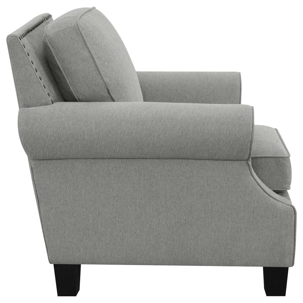 Sheldon Upholstered Chair with Rolled Arms Grey. Picture 8