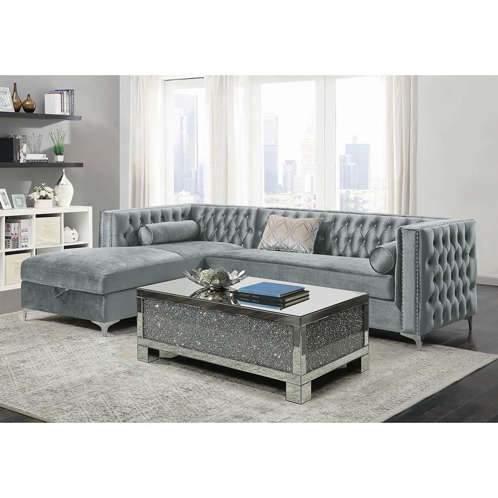 Bellaire Button-tufted Upholstered Sectional Silver. Picture 1