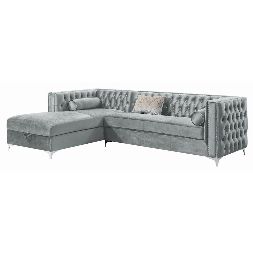 Bellaire Button-tufted Upholstered Sectional Silver. Picture 2