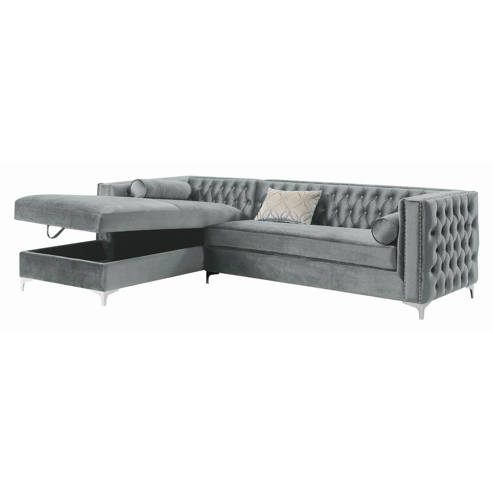Bellaire Button-tufted Upholstered Sectional Silver. Picture 3