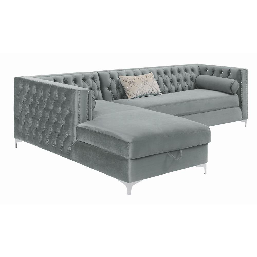 Bellaire Button-tufted Upholstered Sectional Silver. Picture 4
