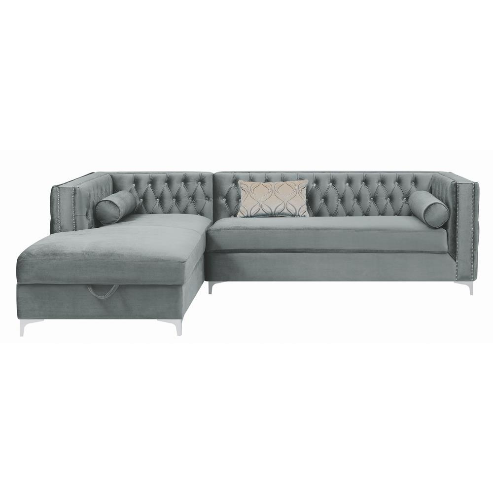 Bellaire Button-tufted Upholstered Sectional Silver. Picture 5