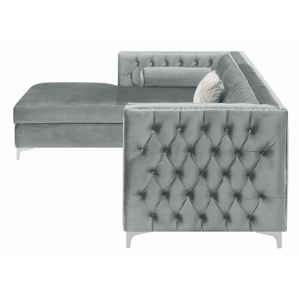 Bellaire Button-tufted Upholstered Sectional Silver. Picture 9