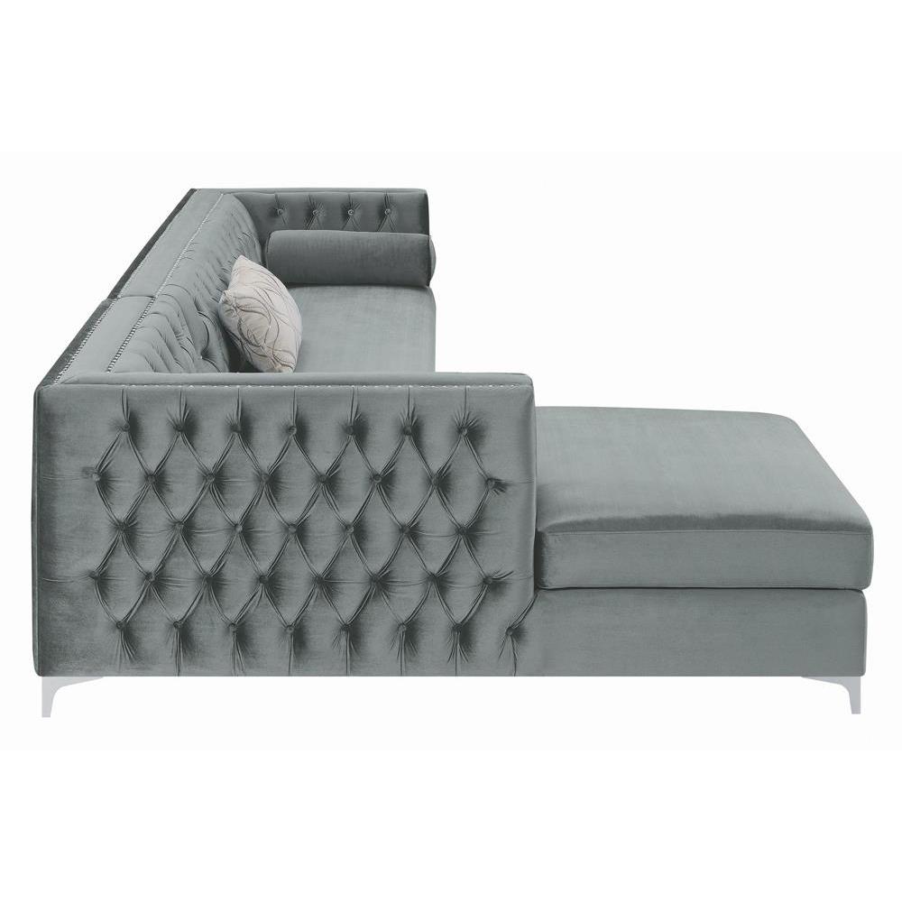 Bellaire Button-tufted Upholstered Sectional Silver. Picture 11