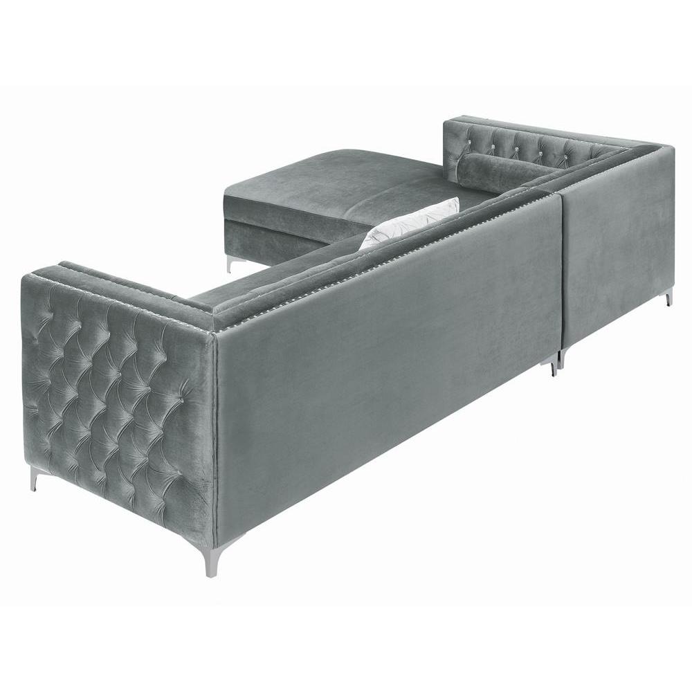 Bellaire Button-tufted Upholstered Sectional Silver. Picture 12