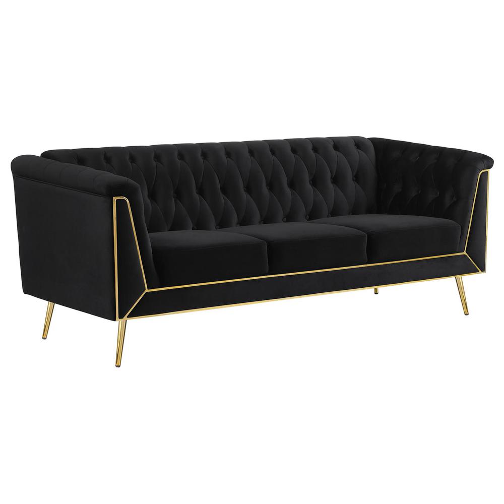 Holly Tuxedo Arm Tufted Back Sofa Black. Picture 2