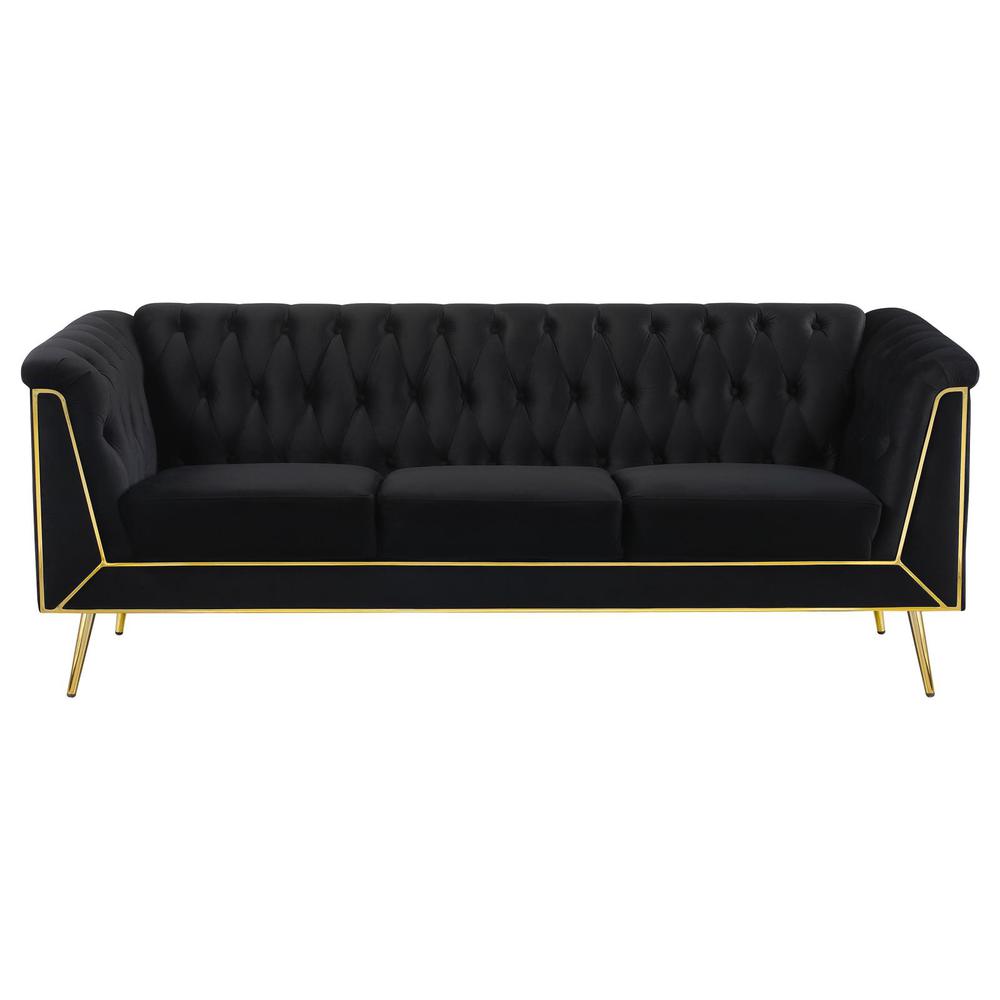 Holly Tuxedo Arm Tufted Back Sofa Black. Picture 3