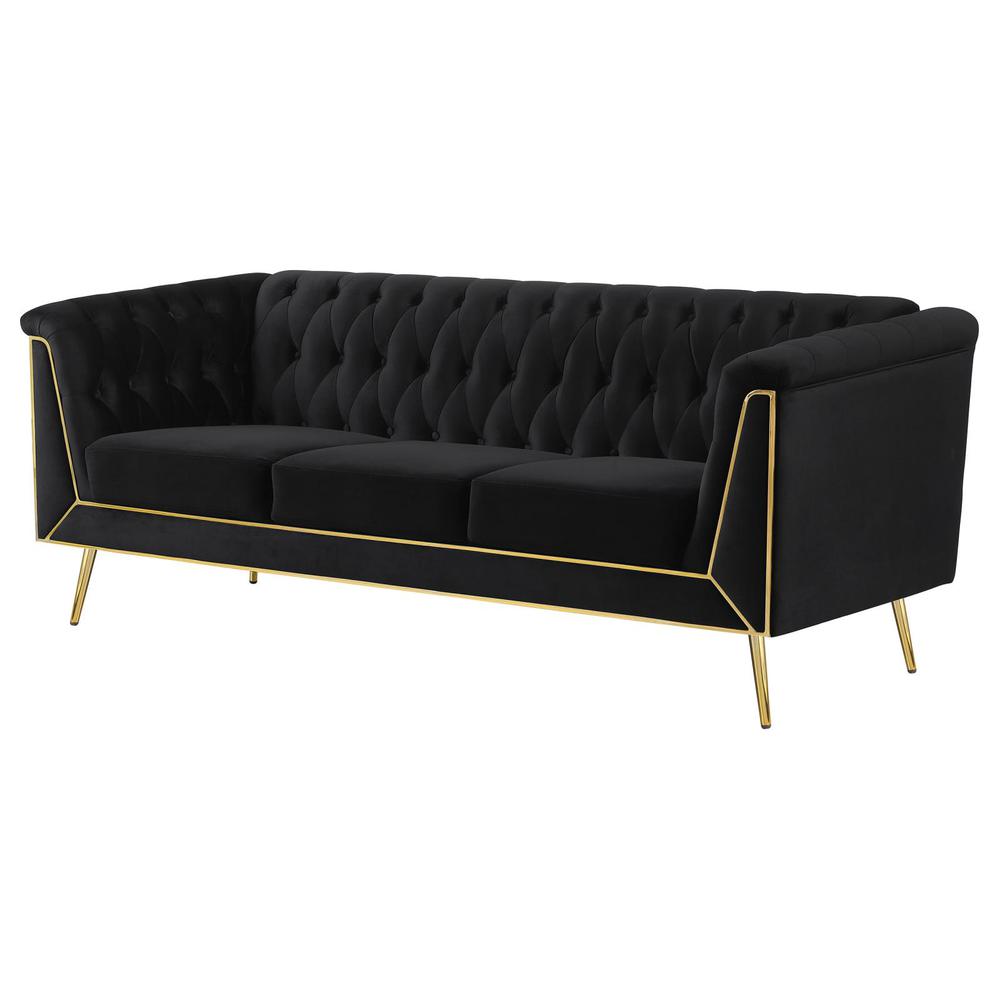 Holly Tuxedo Arm Tufted Back Sofa Black. Picture 4
