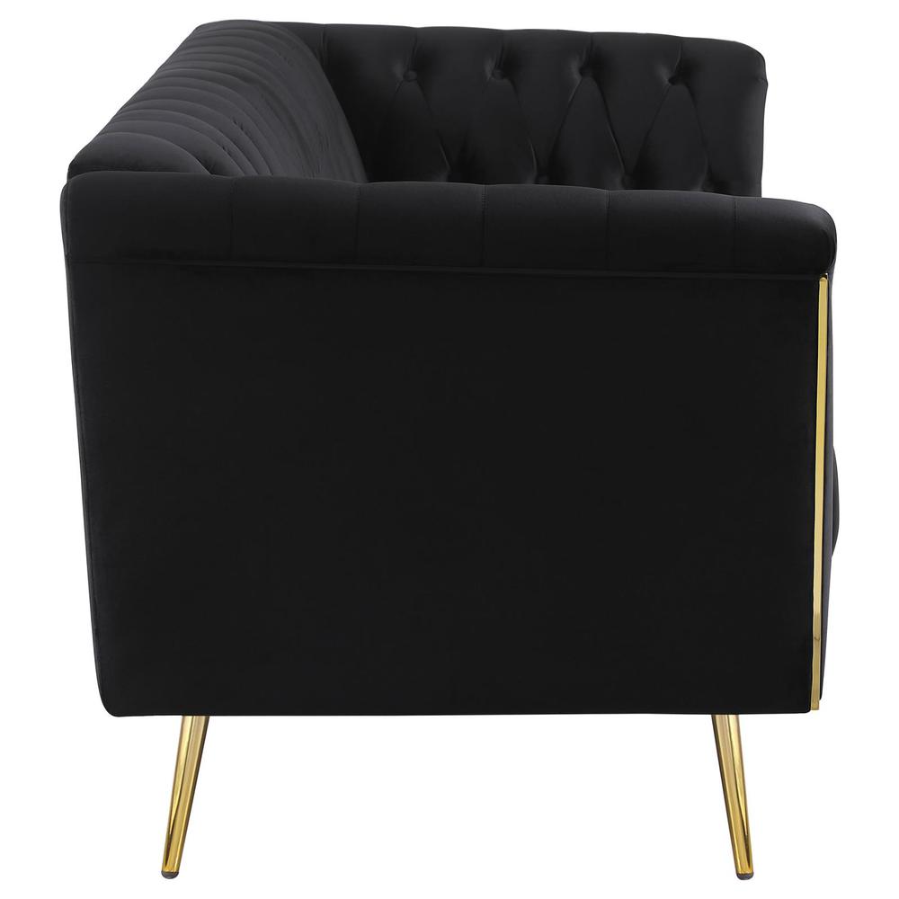 Holly Tuxedo Arm Tufted Back Sofa Black. Picture 7