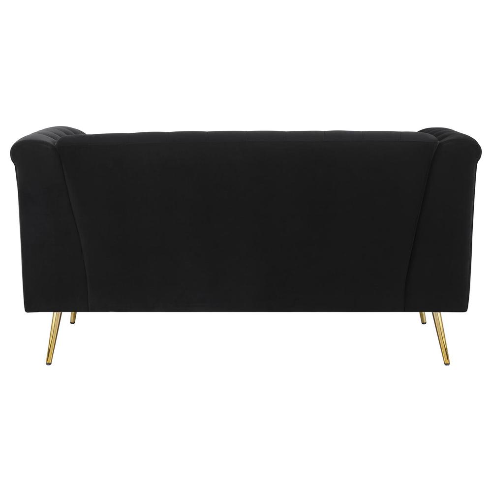 Holly Tuxedo Arm Tufted Back Loveseat Black. Picture 6