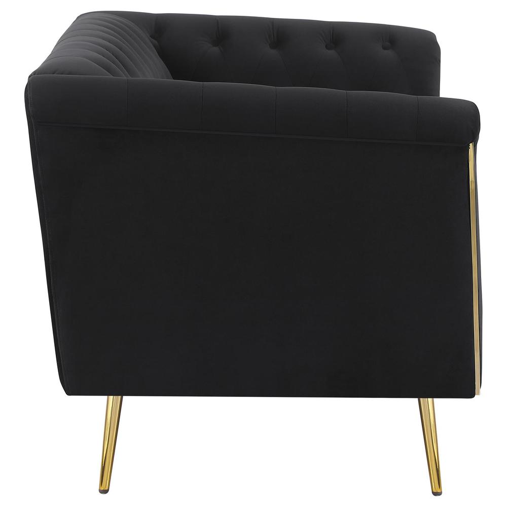 Holly Tuxedo Arm Tufted Back Loveseat Black. Picture 7
