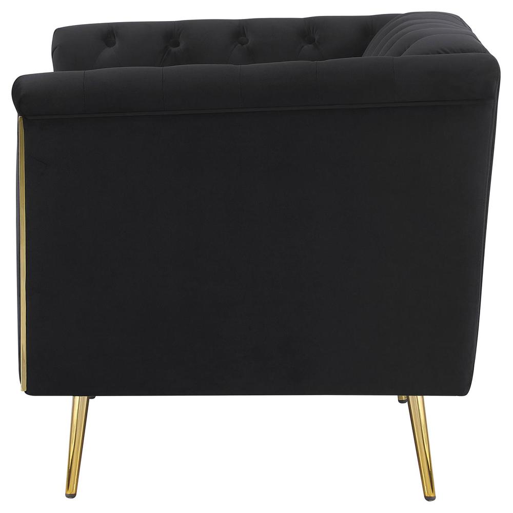 Holly Tuxedo Arm Tufted Back Chair Black. Picture 5