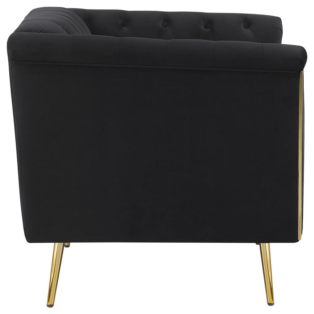 Holly Tuxedo Arm Tufted Back Chair Black. Picture 7