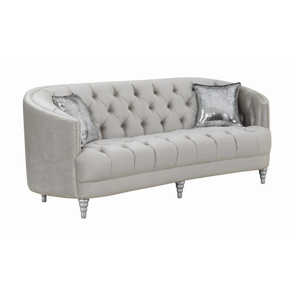 Avonlea Sloped Arm Tufted Sofa Grey. Picture 2