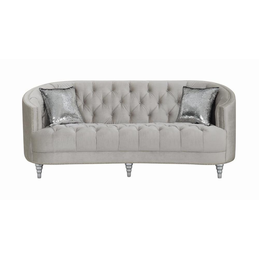 Avonlea Sloped Arm Tufted Sofa Grey. Picture 3