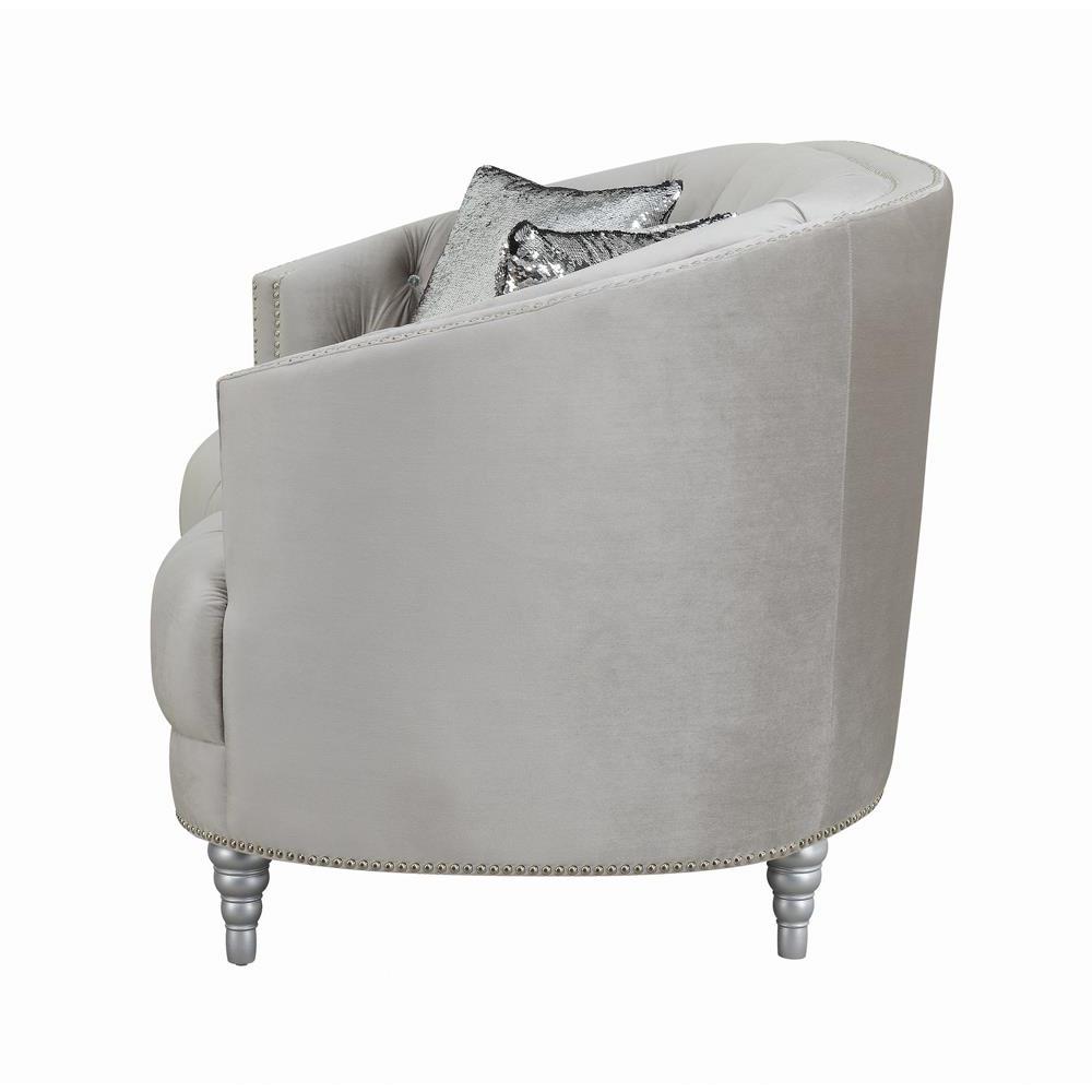 Avonlea Sloped Arm Tufted Sofa Grey. Picture 6