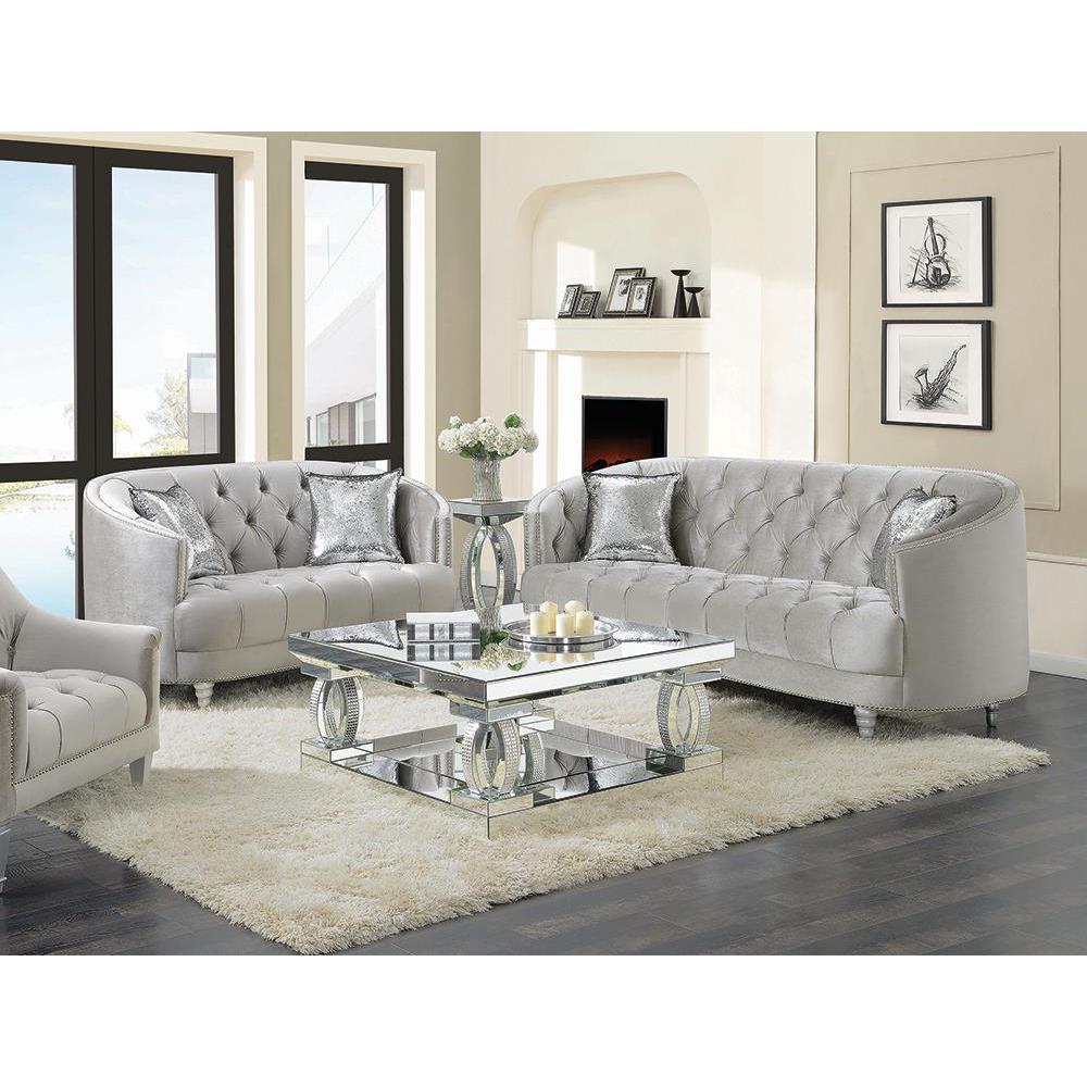 Avonlea 2-piece Tufted Living Room Set Grey. Picture 1