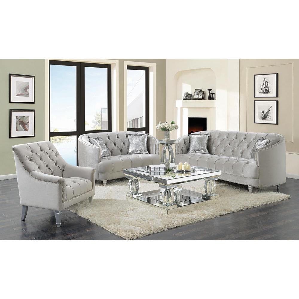 Avonlea 3-piece Tufted Living Room Set Grey. Picture 1