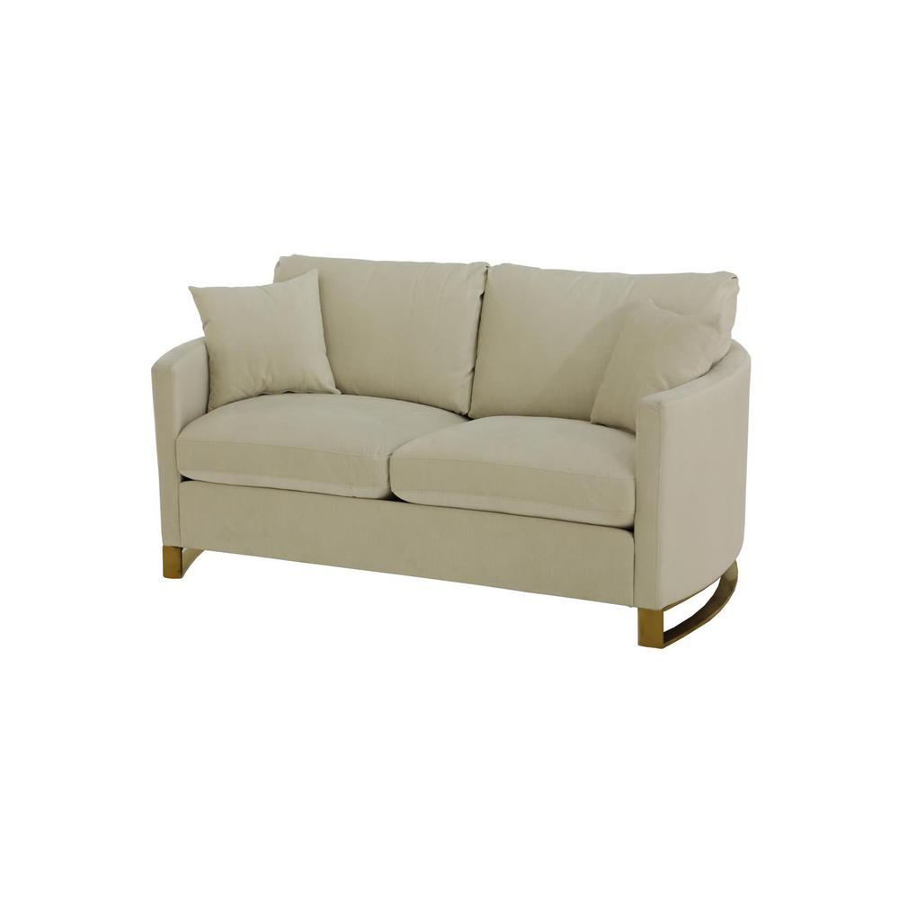 Corliss Upholstered Arched Arms Loveseat Beige. Picture 2