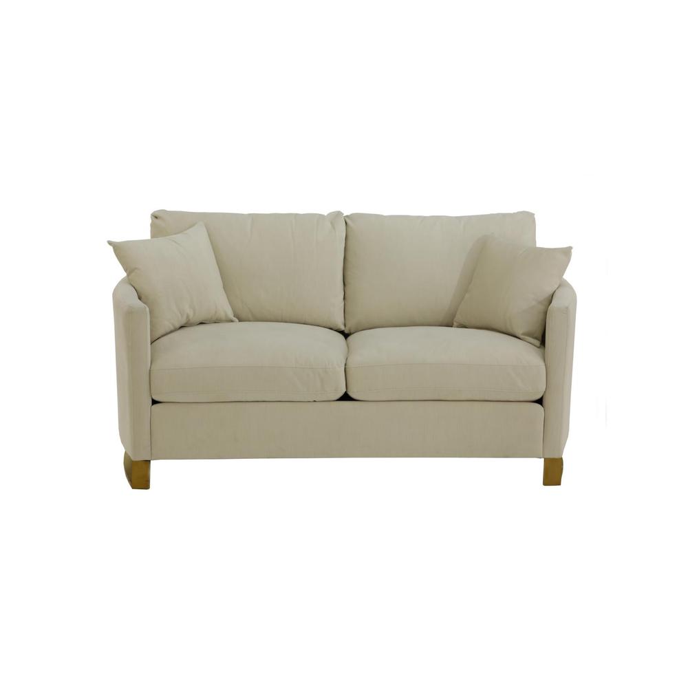 Corliss Upholstered Arched Arms Loveseat Beige. Picture 3